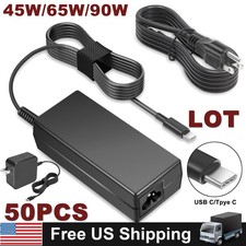 LOT 50PCS USB C 45W/65W/90W Adapter Charger For Laptop Dell Acer HP ASUS Lenovo picture