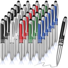 Versatile 30-Piece Aluminum Stylus Ballpoint Pen Set with LED Flashlight picture