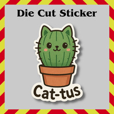 Funny Cat Cactus Sticker, Succulent Houseplant Kitten Decal for Tumblers/Journal picture