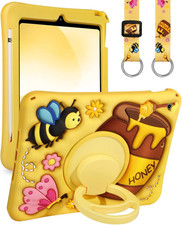 iPad 10.2 Case 9th 8th 7th Gen Yellow Kids Cartoon Stand Pencil Holder Soft Case picture