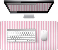 Pink Striped Desk Mat Large Mouse Pad Cute Desk Pad Keyboard Computer Mat | K... picture
