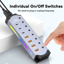 YUXI 7-in-1 USB 3.2 Gen 2 Hub Powered 10Gbps RGB Individual Switch US/EU picture