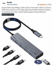 Aceele USB C Hub 10Gbps USB 3.2 Gen 2, 4 USB-C Ports, 100W PD, 2FT Cable, Gray picture