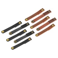 10 Pcs Leather Cable Straps Cable Ties Wine Black/Light Brown picture