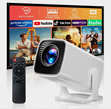 Sainyer LED Multimedia Projector 4K USB HDMI Keystone Correction White w/ Remote picture