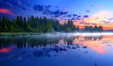 Landscape morning mist grand teton national park forest Custom Gaming Mat Desk picture
