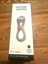 Native Union Belt Cable 4ft USB-A to USB-C Nylon Braided Reinforced Black/White picture