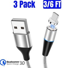 3Pack 3/6FT USB Magnetic Phone Cable For iPhone 12 11 XR 8 7 6 iPad Charger Cord picture