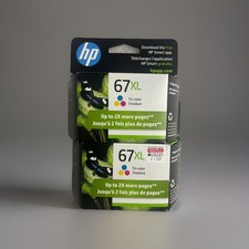 2 HP 3YM58AN Tri Color Cyan Magenta YelIow Ink Cartridge Genuine # 67XL NOV/2026 picture