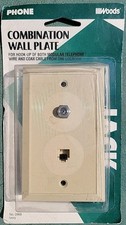  WOODS COAX INTERNET WALL PLATE IVORY 968 CABLE PHONE SPECTRUM WIRE CONNECT picture