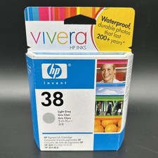 HP 38 Vivera Light Gray C9406A Pigment Ink Cartridge New Sealed picture