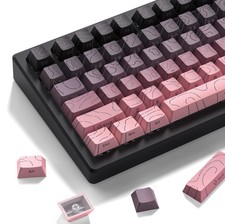 Pink Grey Topographic Keycaps Line Backlit Shine Through Fits 61/64/66/68 Keys picture