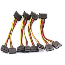 Braided 4Pack 8 Inch SATA Power Splitter - Connect Multiple Devices Effortlessly picture