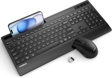 Inateck Wireless Keyboard and Mouse Combo, with Wrist Rest,Phone Holder, Silent picture