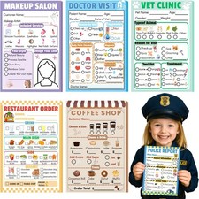 PINKEESEA 6 Pack Kids Pretend Play Notepads 4x6 Inch Playtime Pads for Kids...  picture