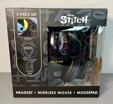 Disney “Stitch” 3 Piece Set Headset Wireless Mouse Mouse Pad NIB With 2 AAA ‘s picture