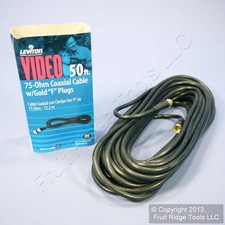 Leviton Black 50' Coaxial Video Cable w/ GOLD PLUG Ends F-Type RG59 C5851-50G picture