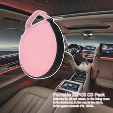 Round CD Discs Case Holder DVD Storage 20 Disc Bag Pouch Wallet Car Travel Pink picture