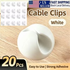 20PCS white Adhesive Cable Clips Cord Organizer NoDrill ResidueFree for Desk Car picture