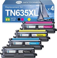 4-Pack Toner Cartridge Black Magenta Cyan Yellow BN With Chip TN635XL MYTONER picture