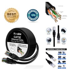 Durable 100 FT Cat5e Ethernet Cable - High-Speed Data + 15 Cable Ties Included picture