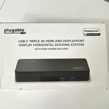 Plugable USB-C Docking Station Triple 4K HDMI/DP USB 3.0 Audio 60W PD picture