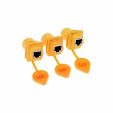 3 Pcs RJ45 Waterproof Ethernet Socket Coupler Connector IP65 Panel Mount Yellow picture