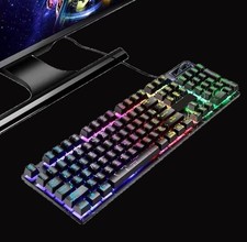 Wired Crack Rainbow Gaming Keyboard, 104 Keys Light Up Mechanical, Any PC, picture