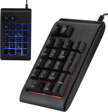 Numeric Keypad with 3-Color LED Backlight, USB Wired Mini 19 Key Number Pad Bac picture