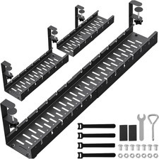 31Inch Extendable Under Desk Cable Management Tray, Black Metal Cable Management picture
