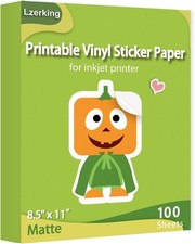 Matte Printable Vinyl Sticker Paper 100 Sheets Waterproof White for Inkjet picture