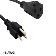 [Lot10] 25Ft Black Outlet Saver Power Extension Cord NEMA 5-15P/15R 16AWG 13A/12 picture