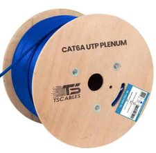 TSCables Cat6a PLENUM UTP 100% SOLID BARE COPPER 750Mhz 1000FT CABLE BLUE picture