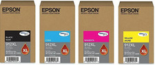 Set of 4 Genuine Factory Sealed Epson 912XL Hi Yld Inkjet Cartridges 2024-2025 picture