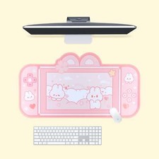 Bunny Pink Desk Mat - Cute Gaming Nintendo Switch Pad picture