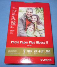 100 Sheets of Canon Inkjet Photo Paper Plus Glossy II ~ 4