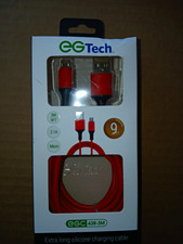 eGTech Extra Long 9ft USB-A to Micro-USB Silicone Charging Cable Red picture