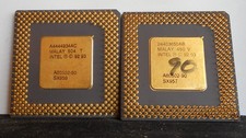 Lot 2 Intel Pentiums: A80502-90. Gold Cap both sides. Gold CPU '92'93 picture