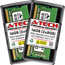 A-Tech 16GB 2x 8GB 1Rx8 PC4-21300 DDR4 2666MHz ECC UNB SO-DIMM Server Memory RAM picture