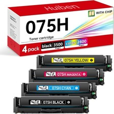 4-Pack Toner Cartridge Black Magenta Cyan Yellow BN 075H Canon With Chip Huiben picture