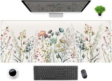 Cute Wild Flower Desk Mat, Boho Aesthetic XL Large Extended Gaming Mouse Pad ... picture