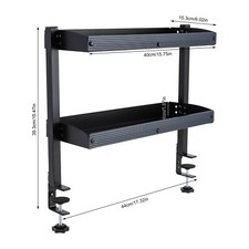 Desktop or Under-Desk Shelf Clamp-on 2-Tier Shelving W/ Adjustable Storage Tray picture