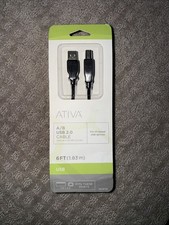  USB 2.0 Cable A / B male Ativa Hi-speed 6 ft black preowned  picture