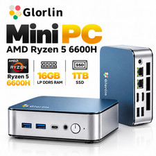 Glorlin GT103 Mini PC Ryzen 5 6600H 16GB LPDDR5 1TB NVMe SSD WiFi6 BT5.3 4K HDMI picture
