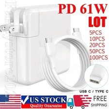 LOT 5/10/20/30/50/100X 61W Type C/USB C Adapter Charger for MacBook Pro 13