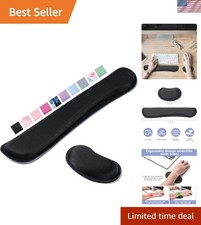 Black Memory Foam Wrist Pads for Keyboard & Mouse - Anti-Slip Design picture
