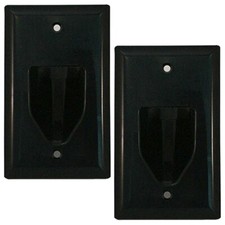 2 Pcs Recessed Wall Plate HDMI Audio Video Low Voltage Cable Pass 1 Gang Black picture