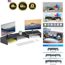 Dual Monitor Stand for Desk, Metal Computer Stand, Desk Shelf Riser,Desktop O... picture