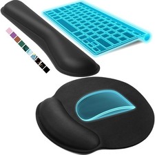 Black Ergonomic Wrist Support: Keyboard Rest & Mouse Pad for Comfort & Stability picture