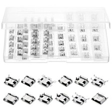 60PCS Micro USB Port Replacement Kit Charging Socket Connector Silver Set picture